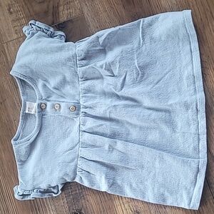 H&M Tunic Top, 18M, Light Denim, Powder Blue, Tan Buttons, Ruffles, Soft